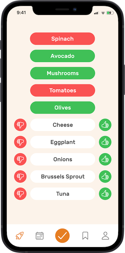 iPhone app
            preferences selection screen